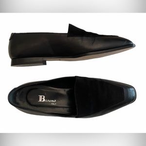 Browns leather & suede upper classic black slip on loafer shoe size 37